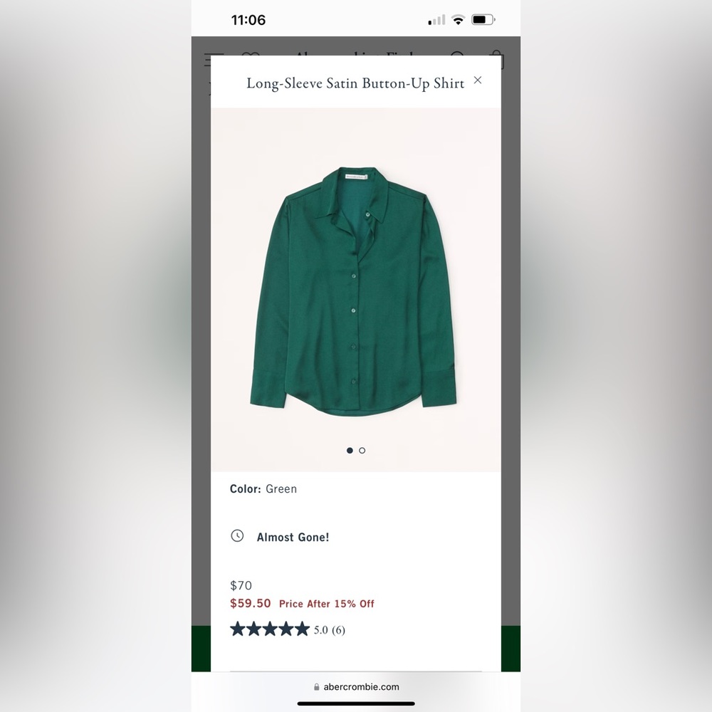 SOLD Abercrombie satin button up wore once